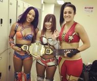 Kairi Sane Bayley and Sasha Banks